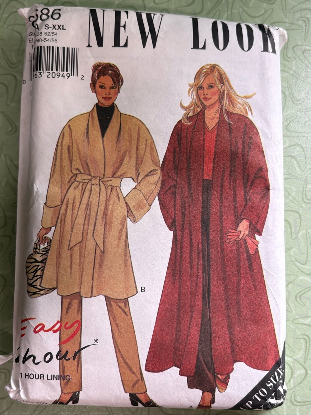 Vintage 80s New Look coat sewing pattern 6686 sz S – XXL uncut FF 2 hr project